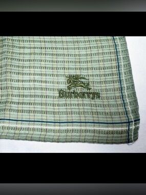 Vintage Green Plaid Burberrys Handkerchief or Pocket Square 17x17